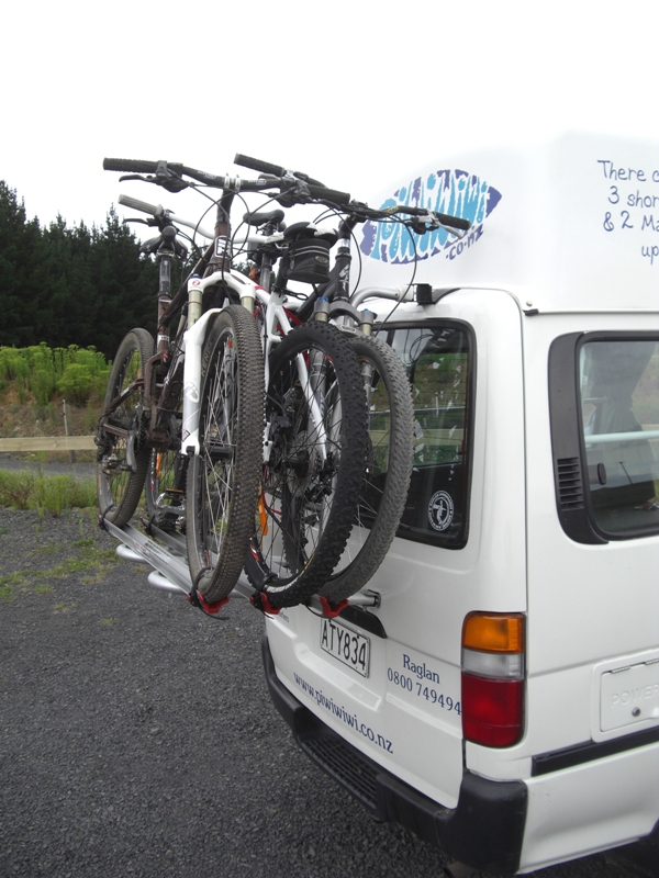 Mountain Bikes on a PiwiWiwi Surf Campervan